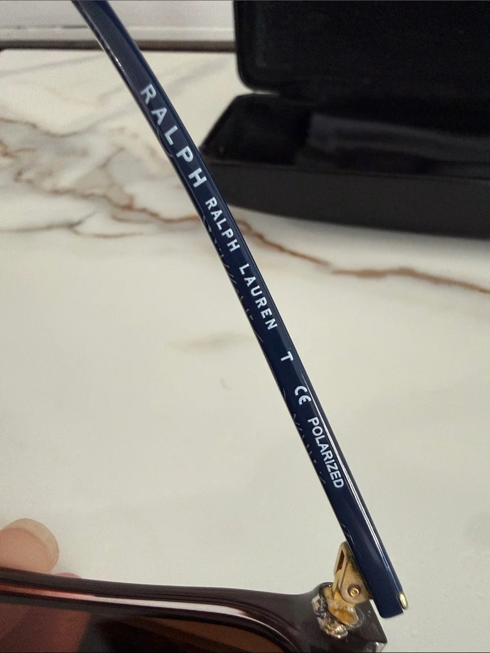 Ralph Ralph Lauren Brown Gradient Frame Sunglasses with Dark Lenses Blue Arms